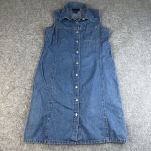 Vintage Denim & Co Denim Dress Medium Button Front Y2K Cotton Cowgirlcore